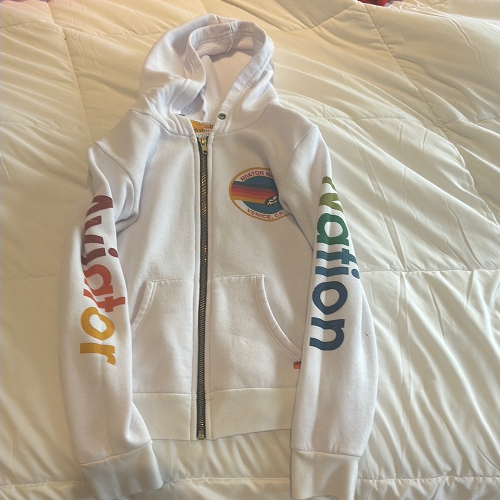 KID'S AVIATOR NATION ZIP HOODIE - WHITE